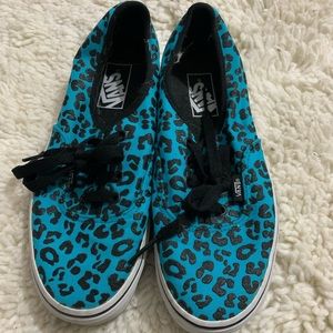 Blue & black leopard print vans (women’s 7)